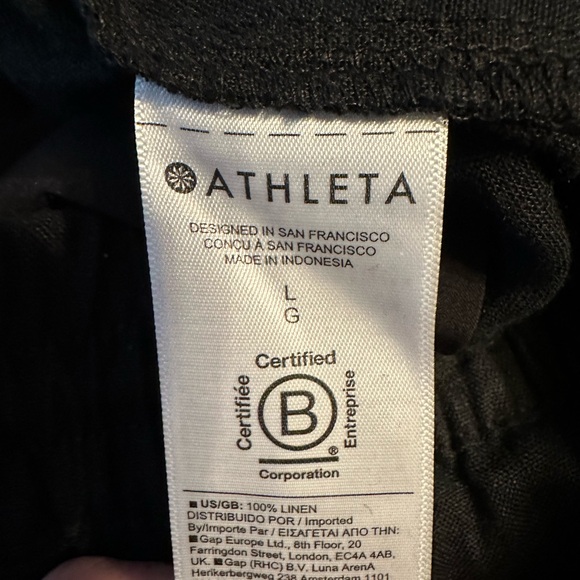 $79 Athleta Black Retreat Linen Mid Rise Wide
Leg Pant Large - Picture 4 of 5